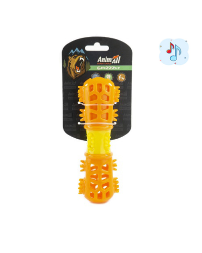 AGrizZzly 0143 Игрушка мультифункциональная кость, оранжево-желтая, (18,7х6х4,2 см)