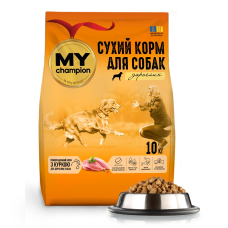 Мой чемпион. Полнорационный сухой корм для собак с курицей, 10 кг.