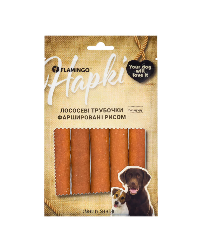 Flamingo Лососевые трубочки фаршированные рисом для собак 75 GR