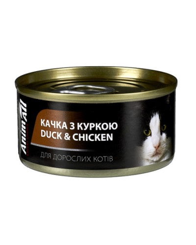 АнімАлл вологий корм для котів з качкою та куркою 80 г