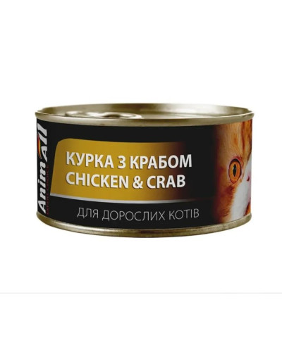 АнимАлл влажный корм для кошек Курица с Крабом 85г