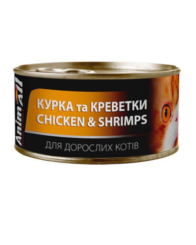 АнимАлл влажный корм для кошек Курица с Креветками 85г