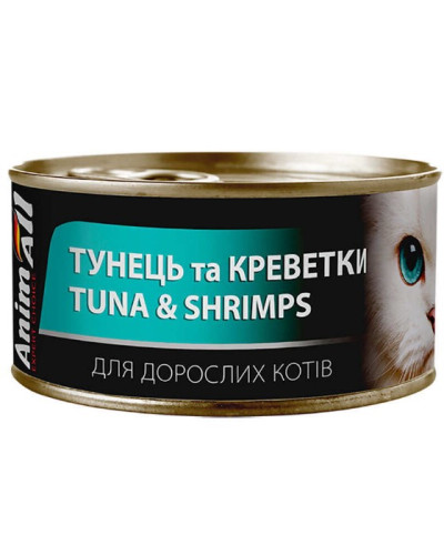 АнимАлл влажный корм для кошек Тунец с Креветками 85г
