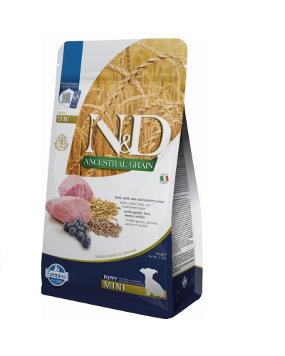 Сухой корм для щенков мелких пород Farmina N&D Low Grain LAMB & BLUEBERRY PUPPY MINI 800 gr 33697