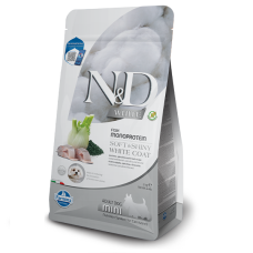 Сухой корм для собак с белой шерстью  мелких пород Farmina N&D Grain Free WHITE ADULT MINI с сибасом, спирулиной и фенхелем, 2 кг 41012