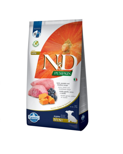 Сухий корм для цуценят малих порід Farmina N&D Grain Free PUMPKIN LAMB & BLUEBERRY PUPPY MINI 7 kg 33628