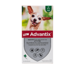 Краплі на холку для собак Elanco Bayer Advantix до 4 кг, 4 шт