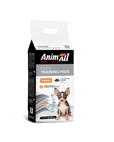Пеленки AnimAll 60х60 см с активированным углем/50штук, (6 шт/ящ)