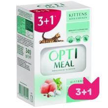 Набор 3+1 влажный корм для котят Optimeal, 340 г (курица)