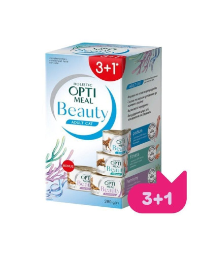 Набір 3+1 вологий корм для котів Optimeal Adult 280 г - асорті