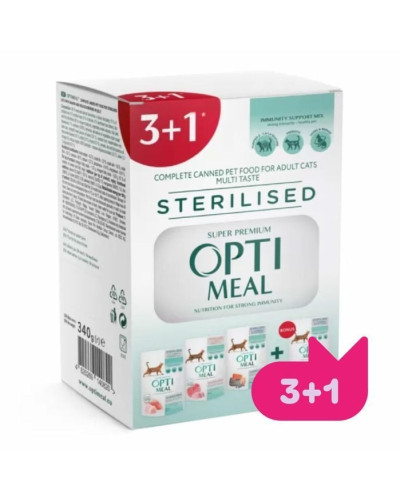 Набір 3+1 вологий корм для кішок Optimeal Multi Taste Sterilised 340 г
