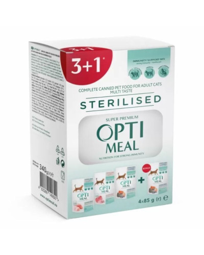 Набір 3+1 вологий корм для кішок Optimeal Multi Taste Sterilised 340 г