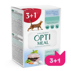 Optimeal Immunity Support Mix Adult набір 3+1 вологий корм для котів 4*85 г - тріска та овочі