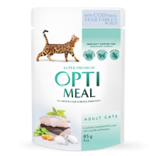 Optimeal Immunity Support Mix Adult набір 3+1 вологий корм для котів 4*85 г - тріска та овочі