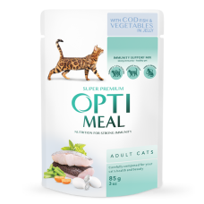 Optimeal Immunity Support Mix Adult набір 3+1 вологий корм для котів 4*85 г - тріска та овочі