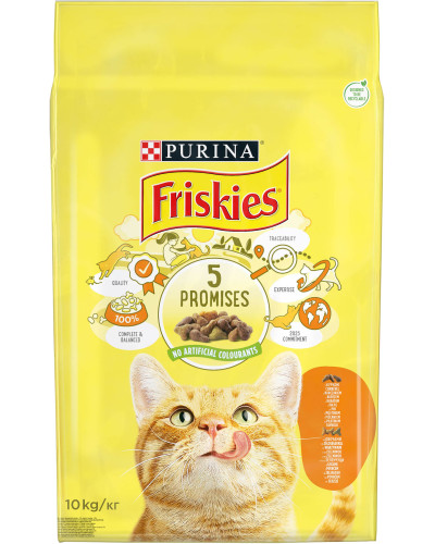 Сухой корм FRISKIES для взрослых кошек, с курицей и овощами, 10 кг