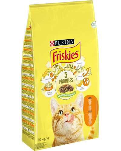 Сухой корм FRISKIES для взрослых кошек, с курицей и овощами, 10 кг