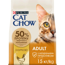 Сухий корм CAT CHOW Adult для дорослих котів, з куркою, 15 кг