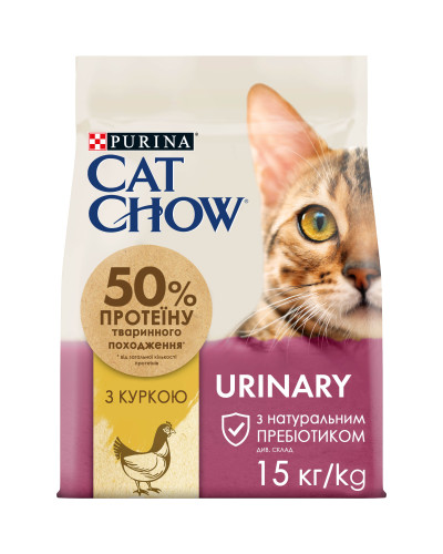 Сухий корм CAT CHOW Urinary для дорослих котів для підтримки здоров'я сечовивідної системи, з куркою, 15 кг