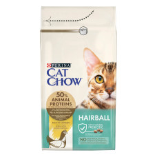 Сухий корм CAT CHOW Hairball для дорослих котів для зменшення утворення кульок шерсті у травному тракті, з куркою, 1,5 кг