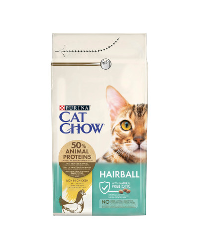 Сухий корм CAT CHOW Hairball для дорослих котів для зменшення утворення кульок шерсті у травному тракті, з куркою, 1,5 кг