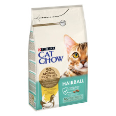 Сухий корм CAT CHOW Hairball для дорослих котів для зменшення утворення кульок шерсті у травному тракті, з куркою, 1,5 кг