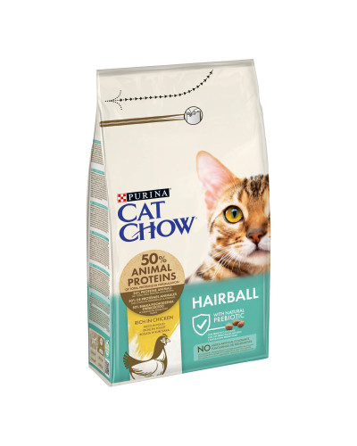 Сухий корм CAT CHOW Hairball для дорослих котів для зменшення утворення кульок шерсті у травному тракті, з куркою, 1,5 кг