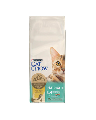 Сухий корм CAT CHOW Hairball для дорослих котів для зменшення утворення кульок шерсті у травному тракті, з куркою, 15 кг