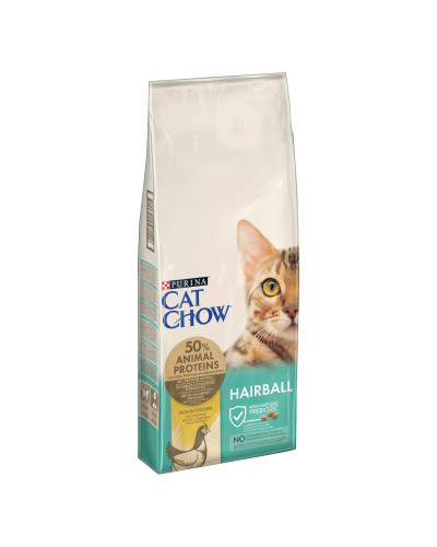 Сухий корм CAT CHOW Hairball для дорослих котів для зменшення утворення кульок шерсті у травному тракті, з куркою, 15 кг