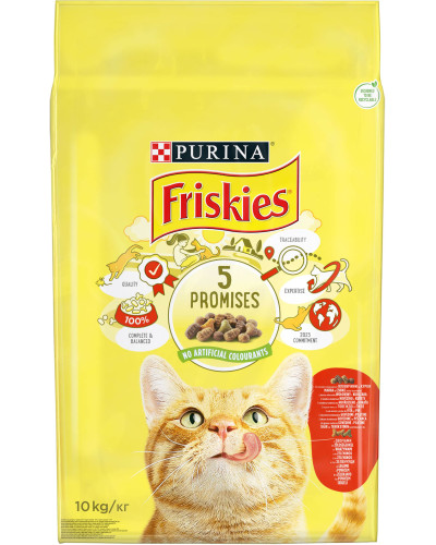 Сухий корм FRISKIES для дорослих котів, з яловичиною, куркою і овочами, 10 кг
