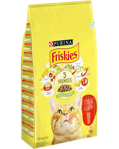 Сухий корм FRISKIES для дорослих котів, з яловичиною, куркою і овочами, 10 кг