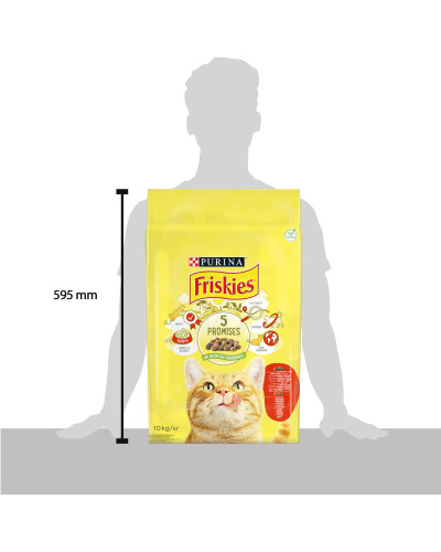 Сухий корм FRISKIES для дорослих котів, з яловичиною, куркою і овочами, 10 кг