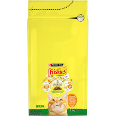 Сухий корм FRISKIES Indoor для дорослих котів що постійно перебувають у приміщенні, з куркою та індичкою, з овочами, 1,5 кг