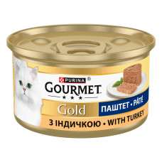 Вологий корм GOURMET Gold для дорослих котів, паштет, з індичкою, 85 г