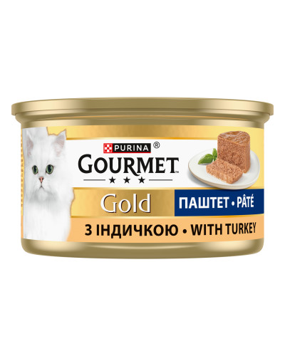 Влажный корм GOURMET Gold для взрослых кошек, паштет, с индейкой, 85 г