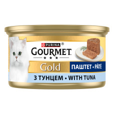 Вологий корм GOURMET Gold для дорослих котів, паштет, з тунцем, 85 г