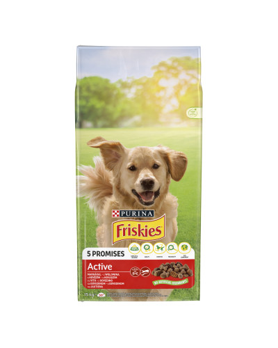 Сухой корм FRISKIES Active для взрослых собак с повышенной активностью, с говядиной, 15 кг