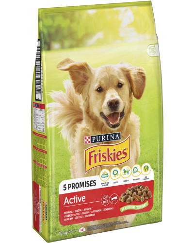 Сухий корм FRISKIES Active для дорослих собак з підвищеною активністю, з яловичиною, 10 кг