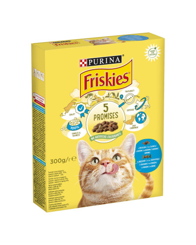 Сухий корм FRISKIES для дорослих котів, з лососем та овочами, 300 г