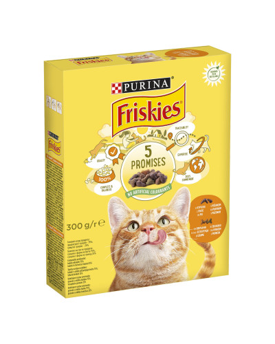 Сухой корм FRISKIES для взрослых кошек, с курицей и овощами, 300 г