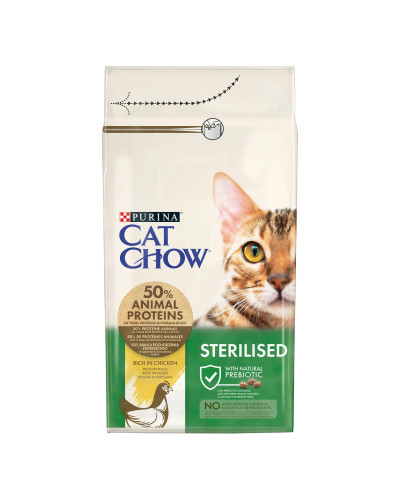 Сухой корм CAT CHOW Sterilised для взрослых стерилизованных кошек, с курицей, 1,5 кг