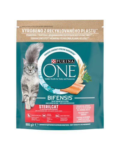 Сухий корм PURINA ONE Sterilcat для дорослих стерилізованих котів, комплекс Bifensis, з лососем, 800 г