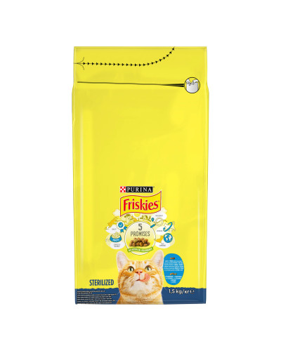 Сухой корм FRISKIES Sterilized для взрослых стерилизованных кошек, с лососем, тунцом и овощами, 1,5 кг