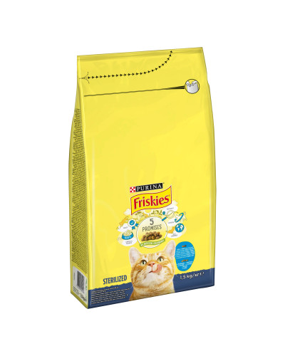 Сухой корм FRISKIES Sterilized для взрослых стерилизованных кошек, с лососем, тунцом и овощами, 1,5 кг
