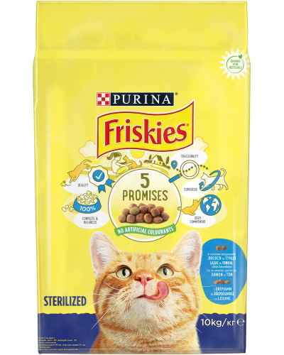 Сухой корм FRISKIES Sterilized для взрослых стерилизованных кошек, с лососем, тунцом и овощами, 10 кг