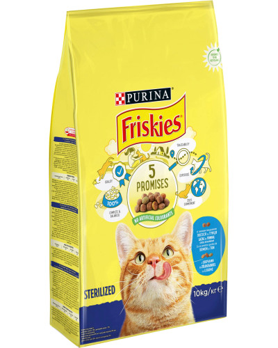 Сухой корм FRISKIES Sterilized для взрослых стерилизованных кошек, с лососем, тунцом и овощами, 10 кг