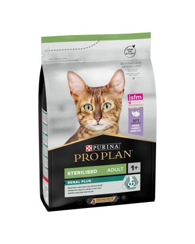 Сухий корм PRO PLAN Sterilised Adult 1+ Renal Plus для дорослих стерилізованих котів, з індичкою, 3 кг