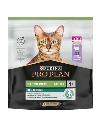 Сухий корм PRO PLAN Sterilised Adult 1+ Renal Plus для дорослих стерилізованих котів, з індичкою, 400 г