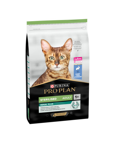 Сухой корм PRO PLAN Sterilised Adult 1+ Renal Plus для взрослых стерилизованных кошек, с кроликом, 10 кг
