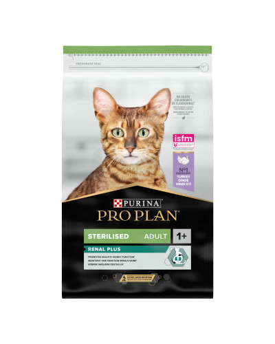 Сухий корм PRO PLAN Sterilised Adult 1+ Renal Plus для дорослих стерилізованих котів, з індичкою, 10 кг